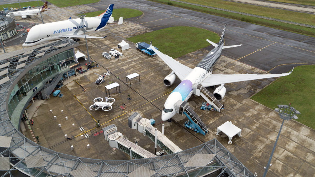 an airplane parked on a tarmac