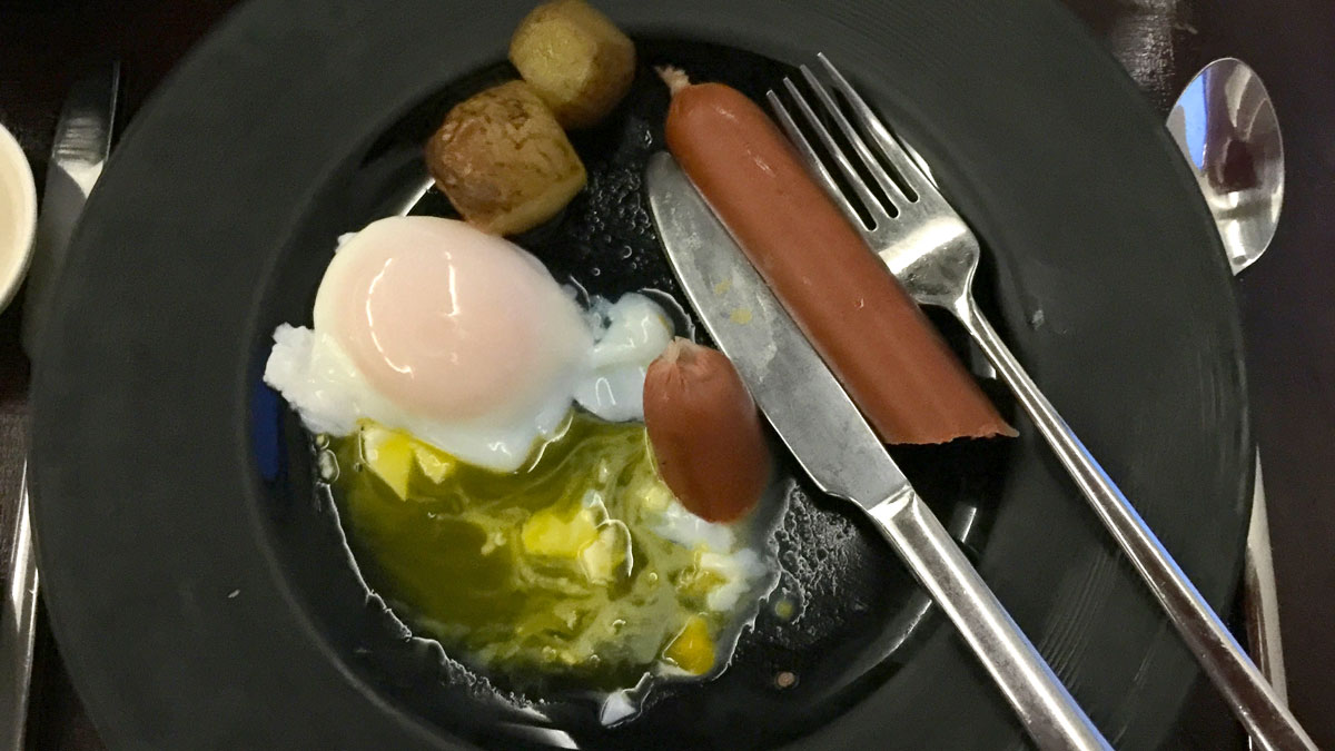 a plate of food with a fork and knife