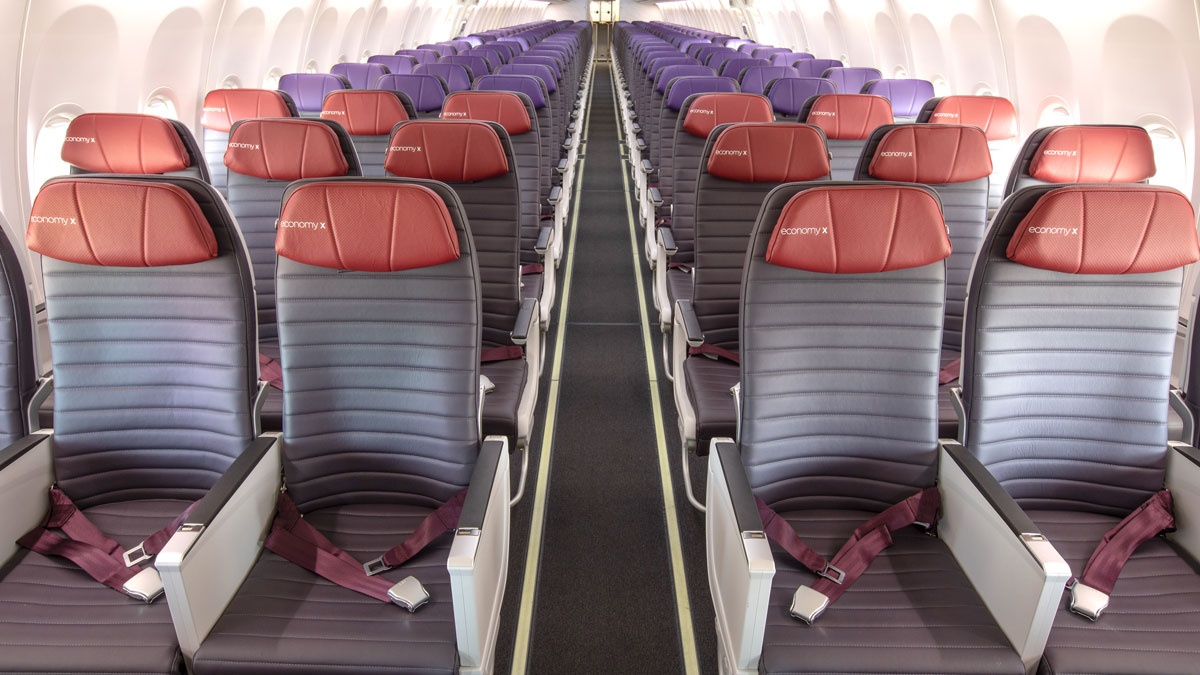 rows of seats in an airplane