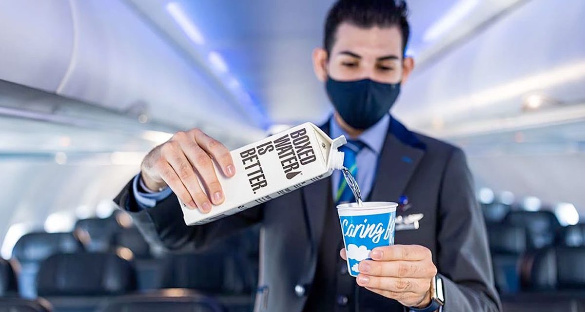 Alaska Airlines: Now serving Boxed Water – in cardboard cups