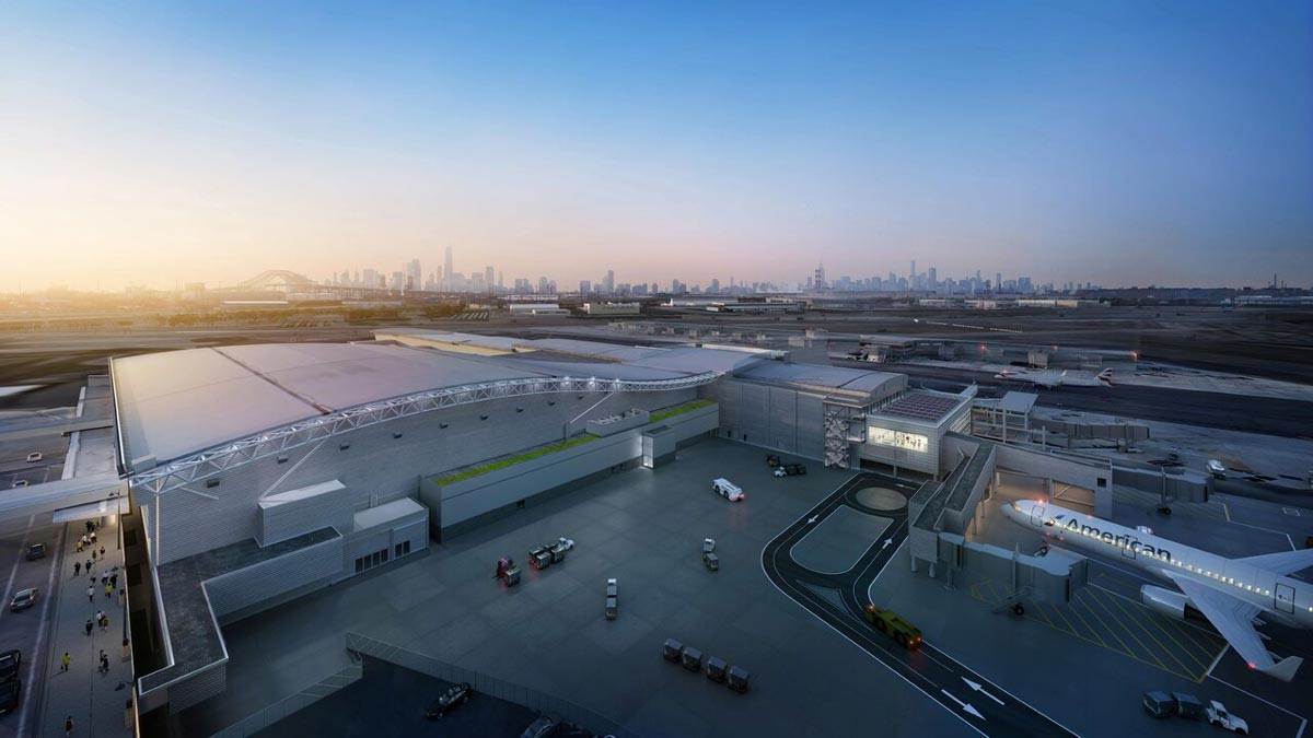 an aerial view of a large airport