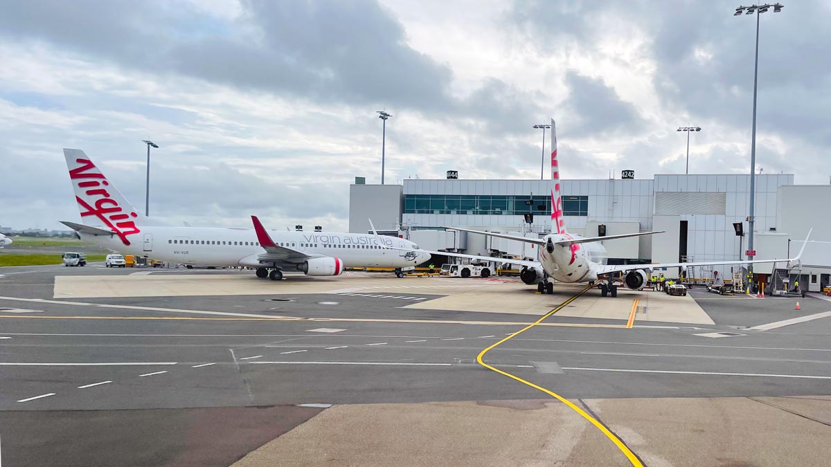 airplanes parked at an airport