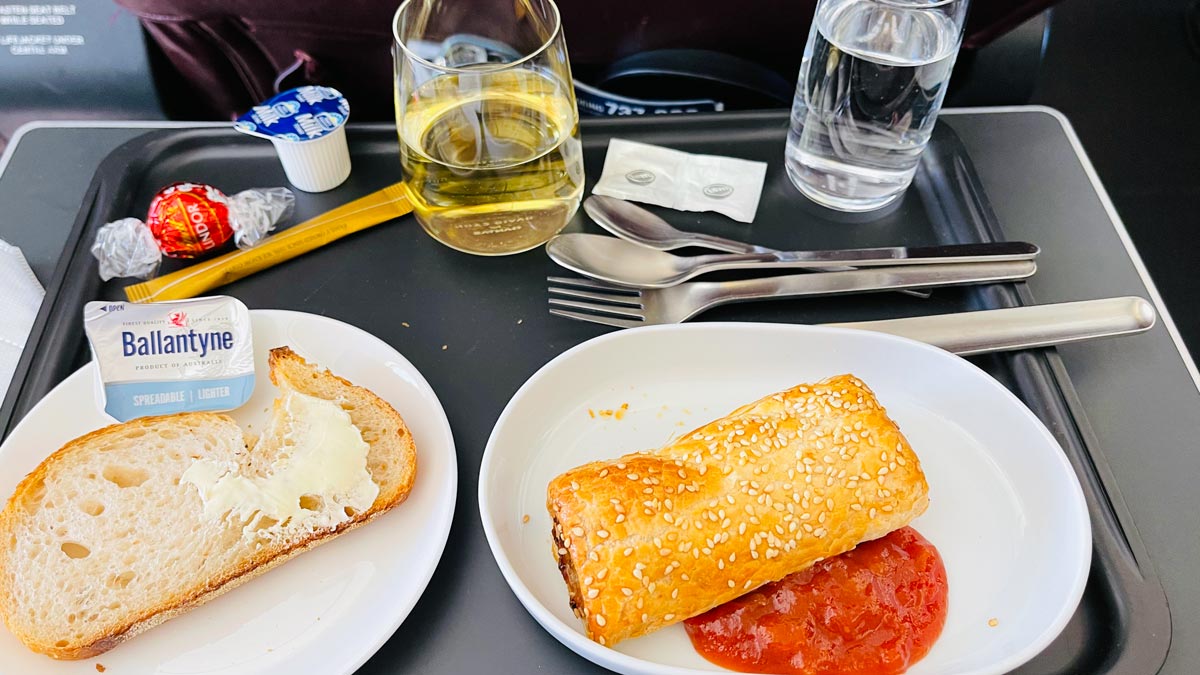 a plate of food on a tray