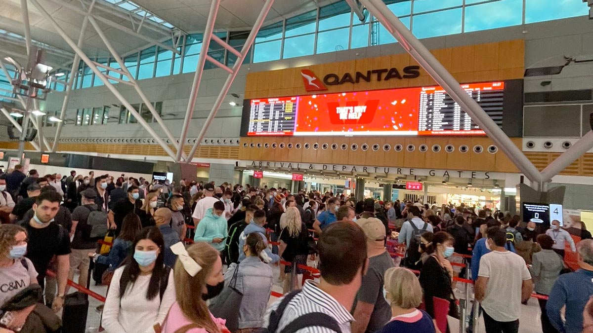 a group of people in a terminal