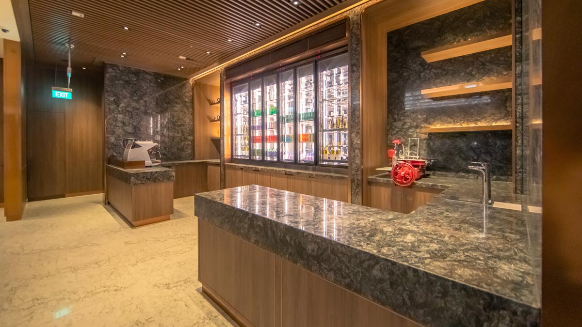 a marble counter in a room