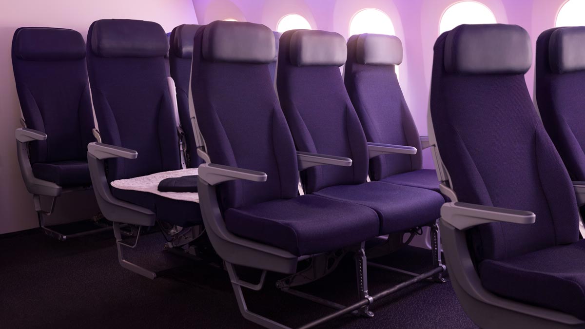 a row of seats in a plane