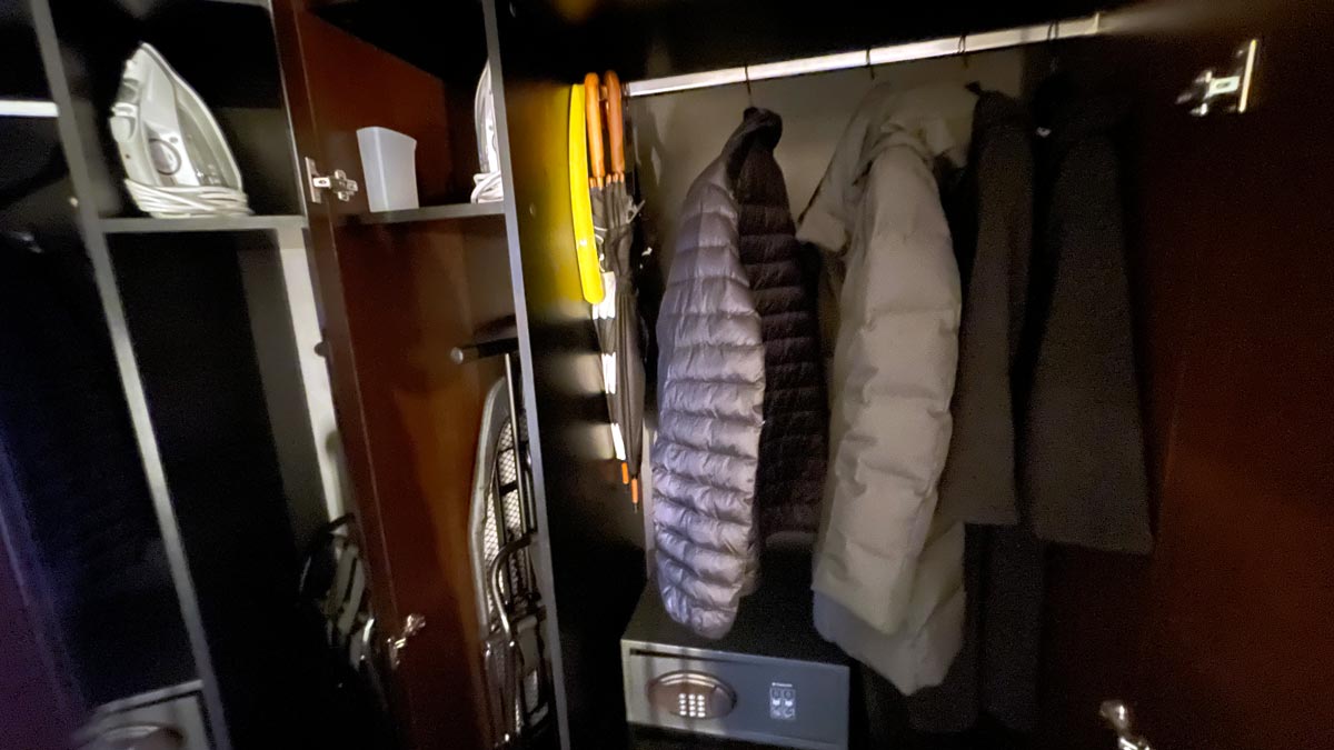 a coat in a closet