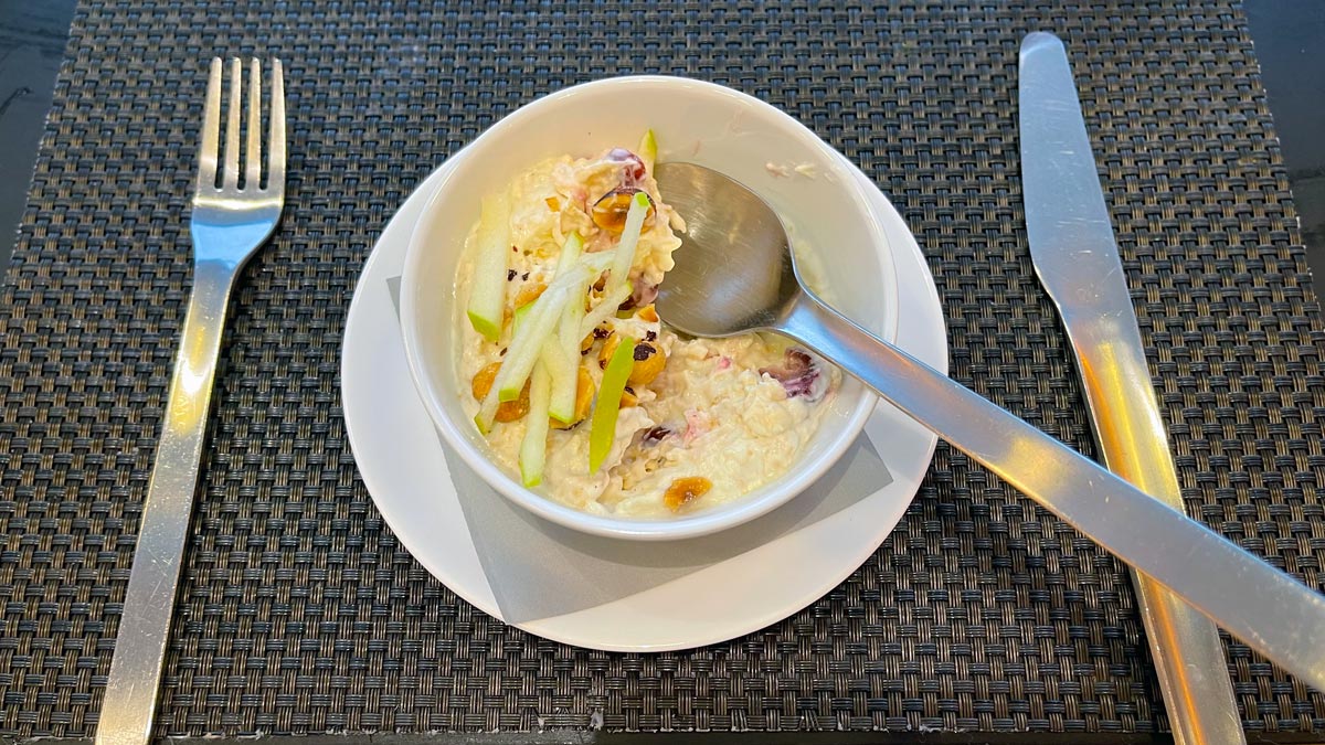 a bowl of oatmeal with a spoon