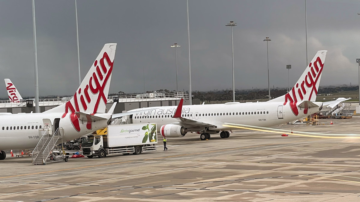 a plane parked on a runway