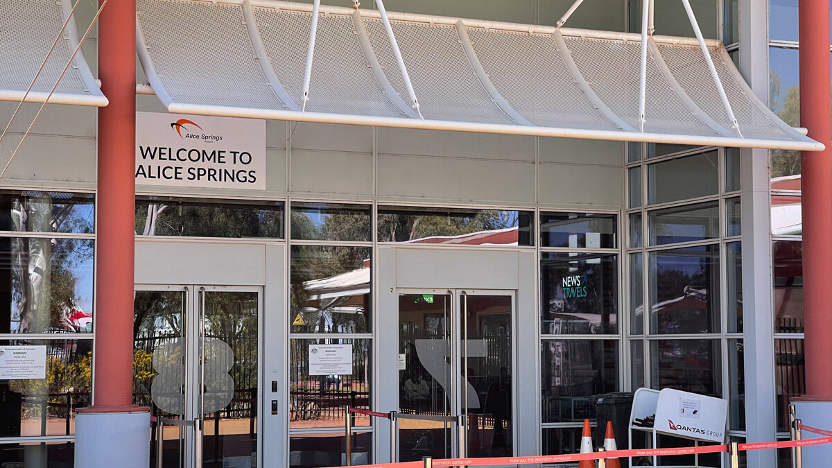 a building with glass doors