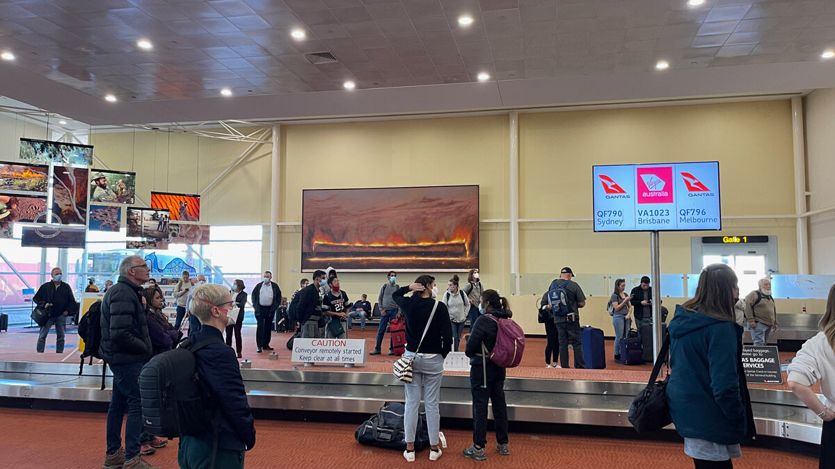 a group of people in a terminal