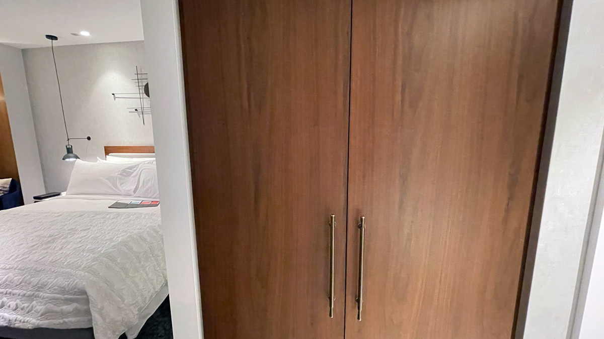 a closet door with handles