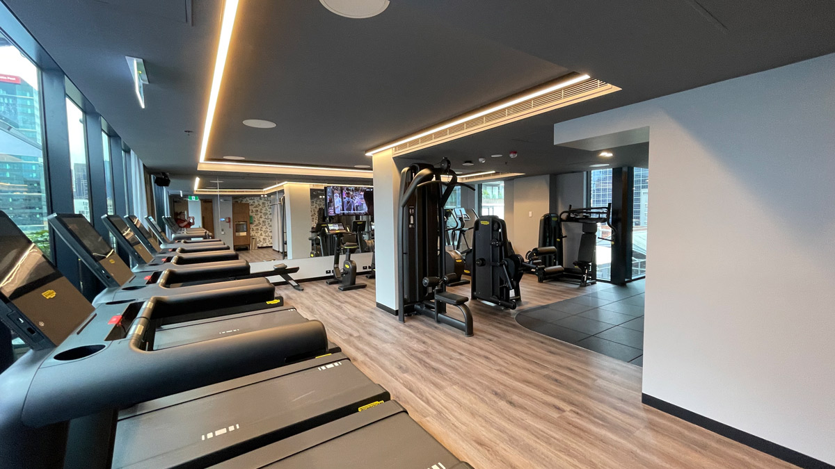 a gym with exercise equipment