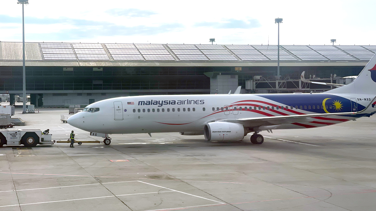 a plane parked at an airport