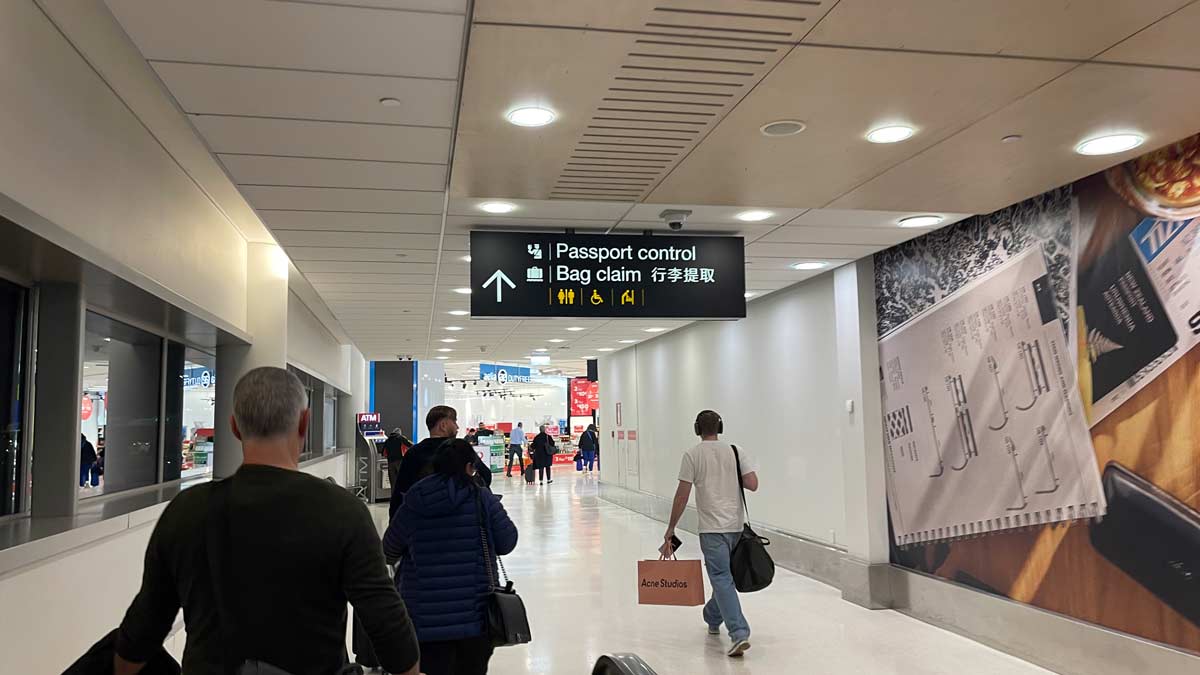 Auckland Airport Arrival baggage claim passport control sign