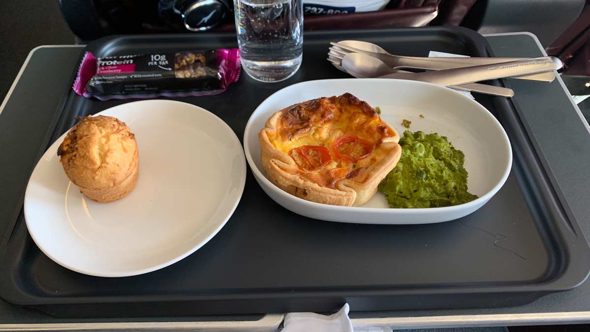 a plate of food on a tray