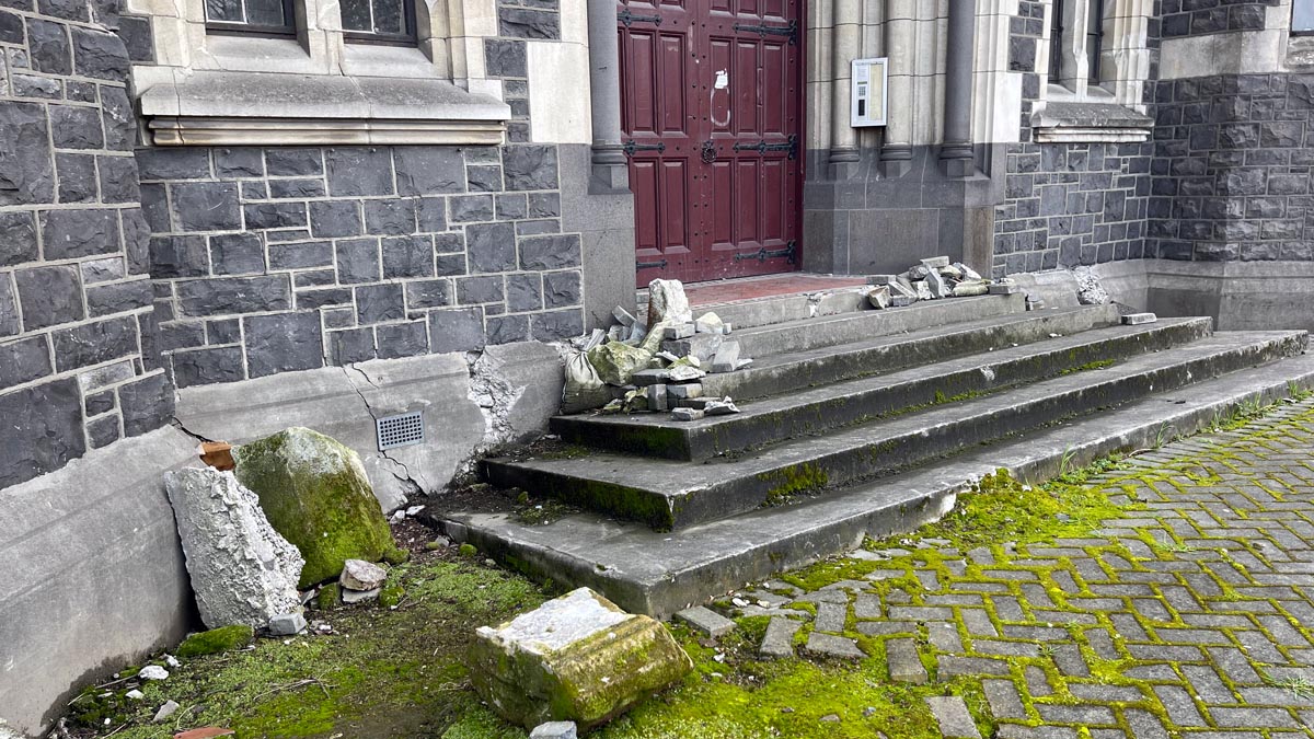 a stone steps outside a building