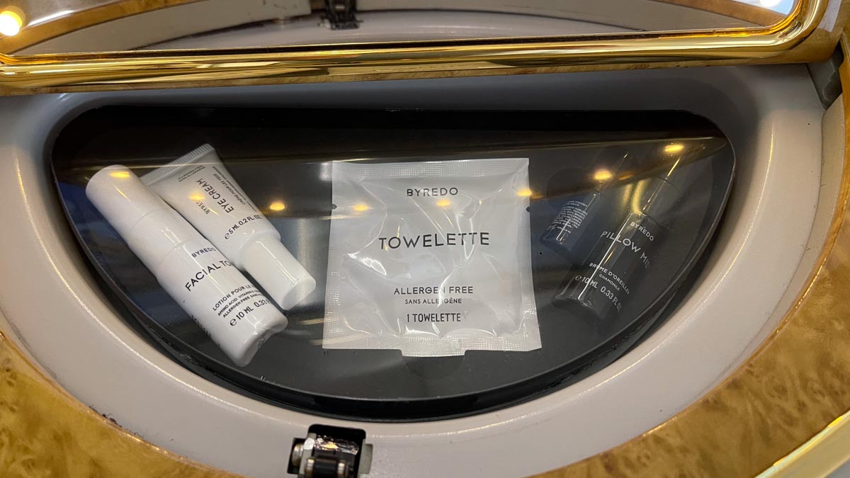 a small white packages in a window