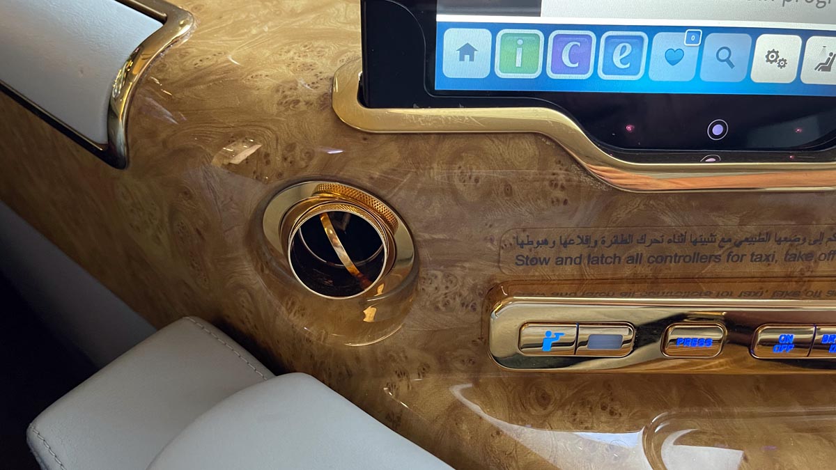 a gold ring in a car