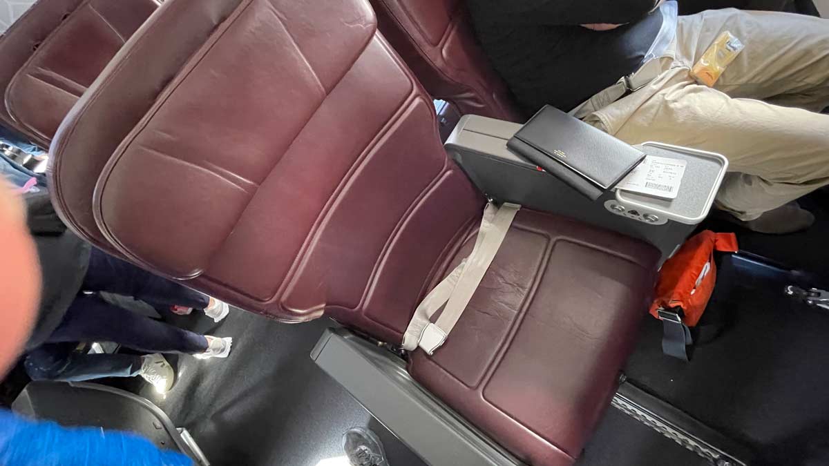 a seat in an airplane