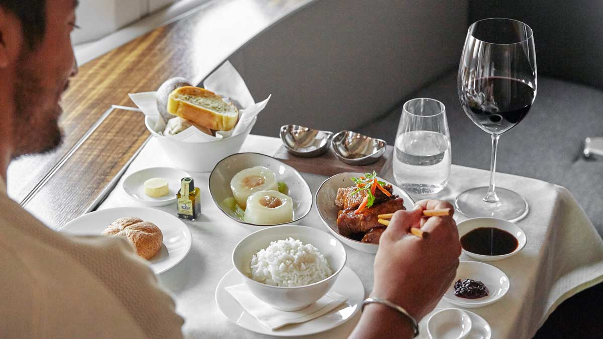 Cathay Pacific First Class meal service [Cathay Pacific]