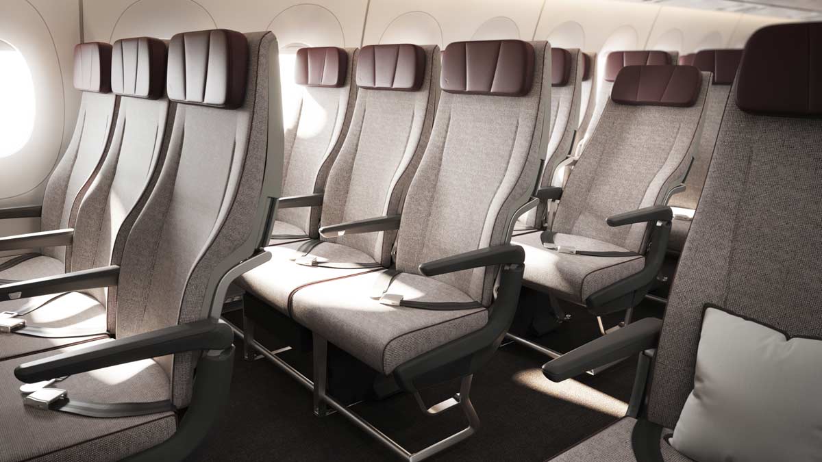 a row of seats in an airplane