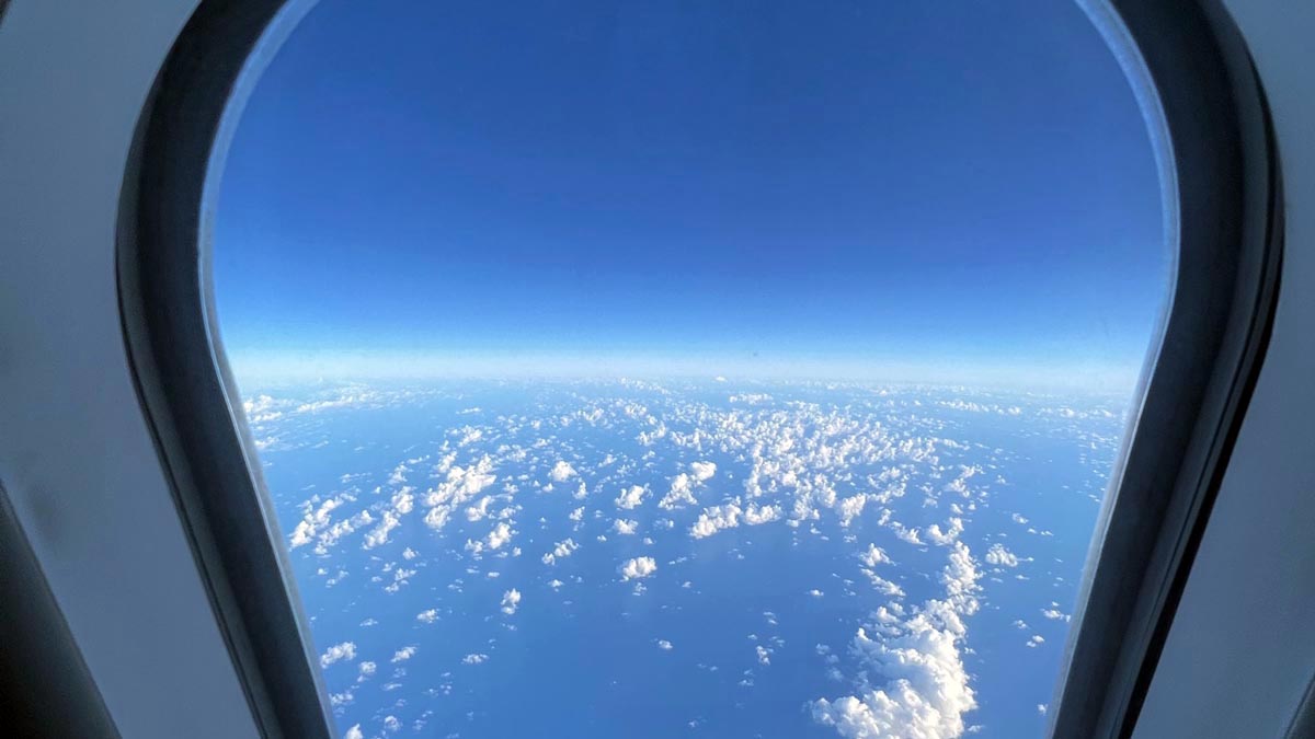 a view of the sky from an airplane window