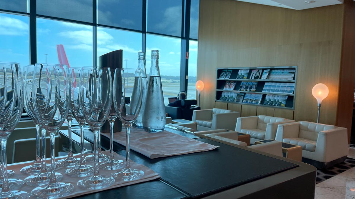 a group of wine glasses on a table