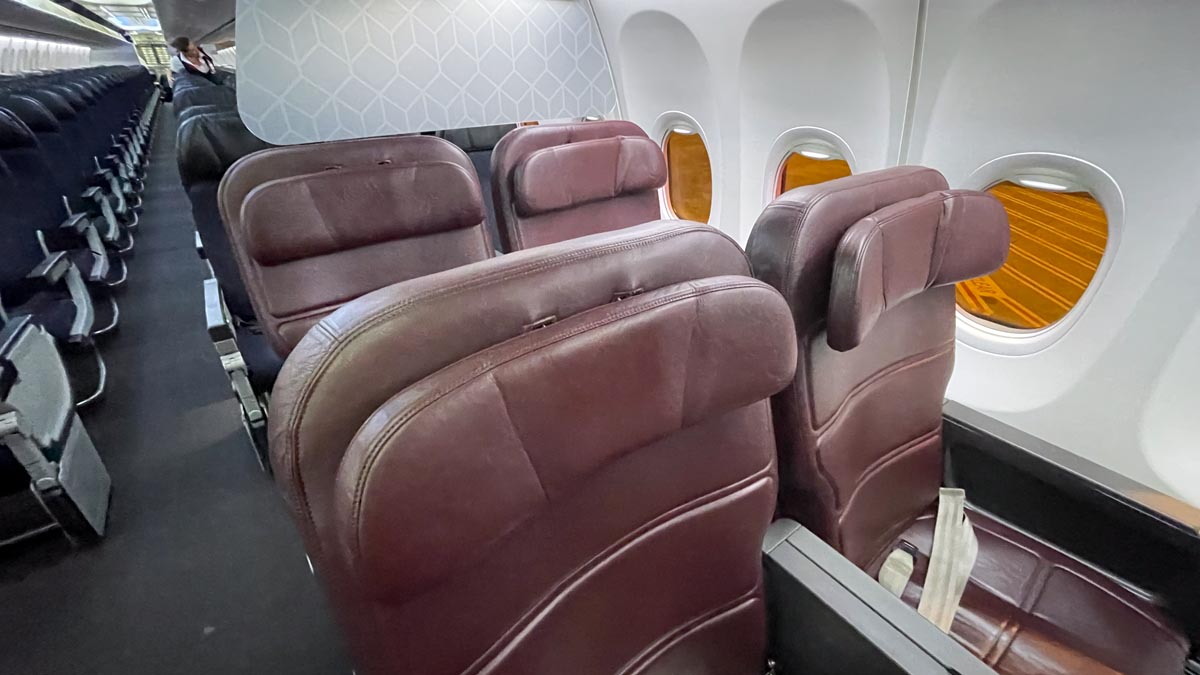 a row of seats in an airplane