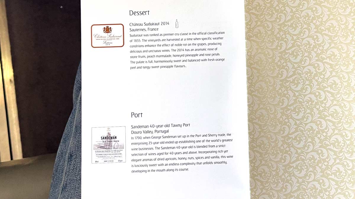 a menu of a wine tasting