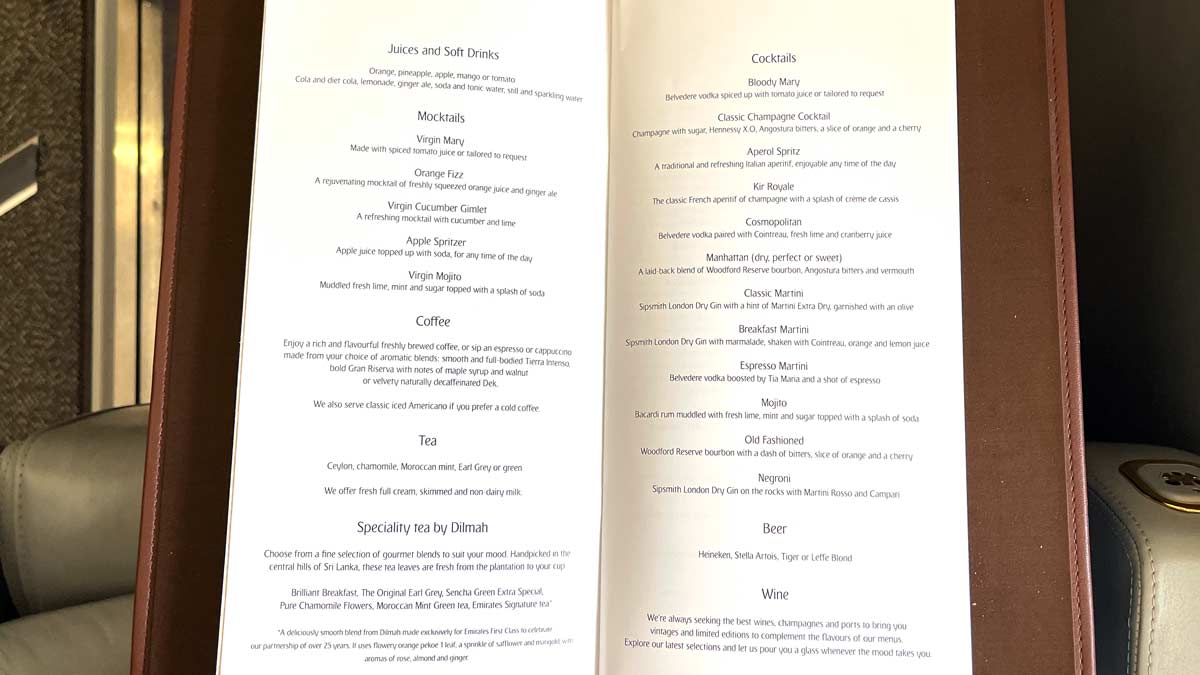 a menu open with text on it