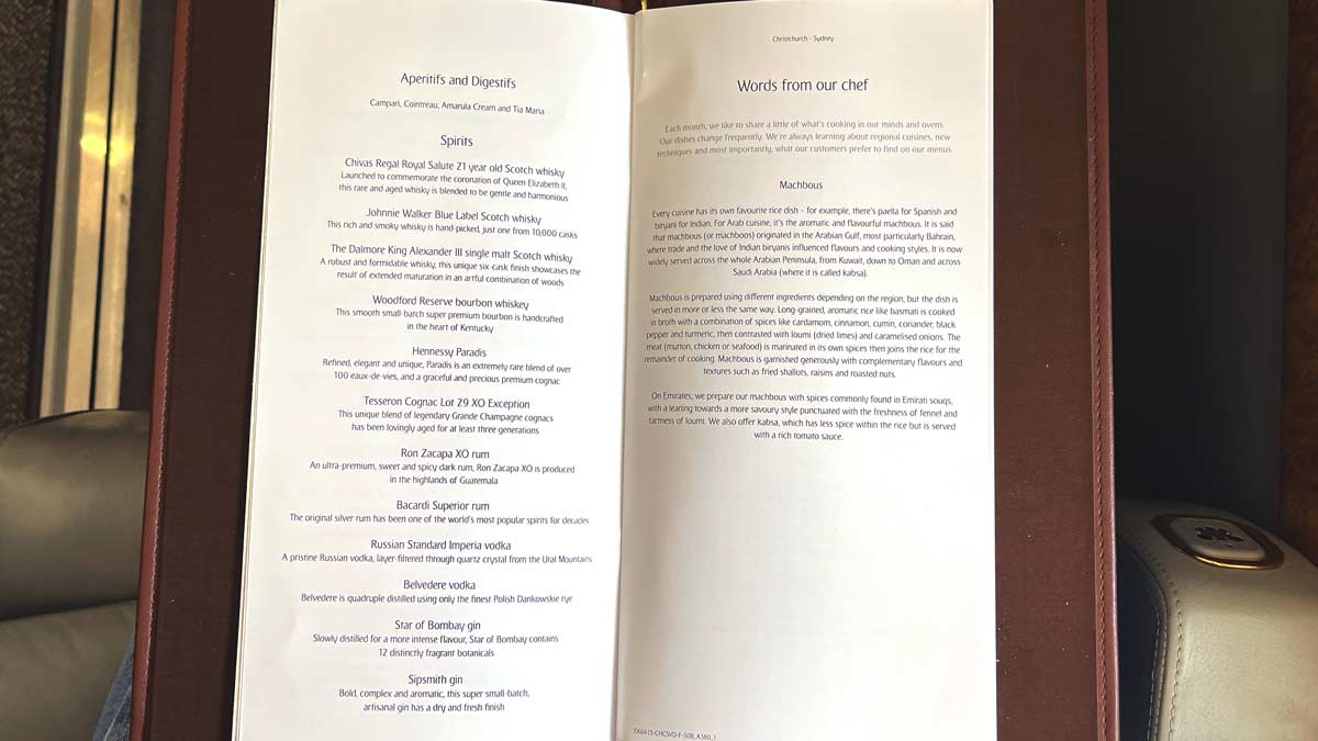 a menu open with text on it