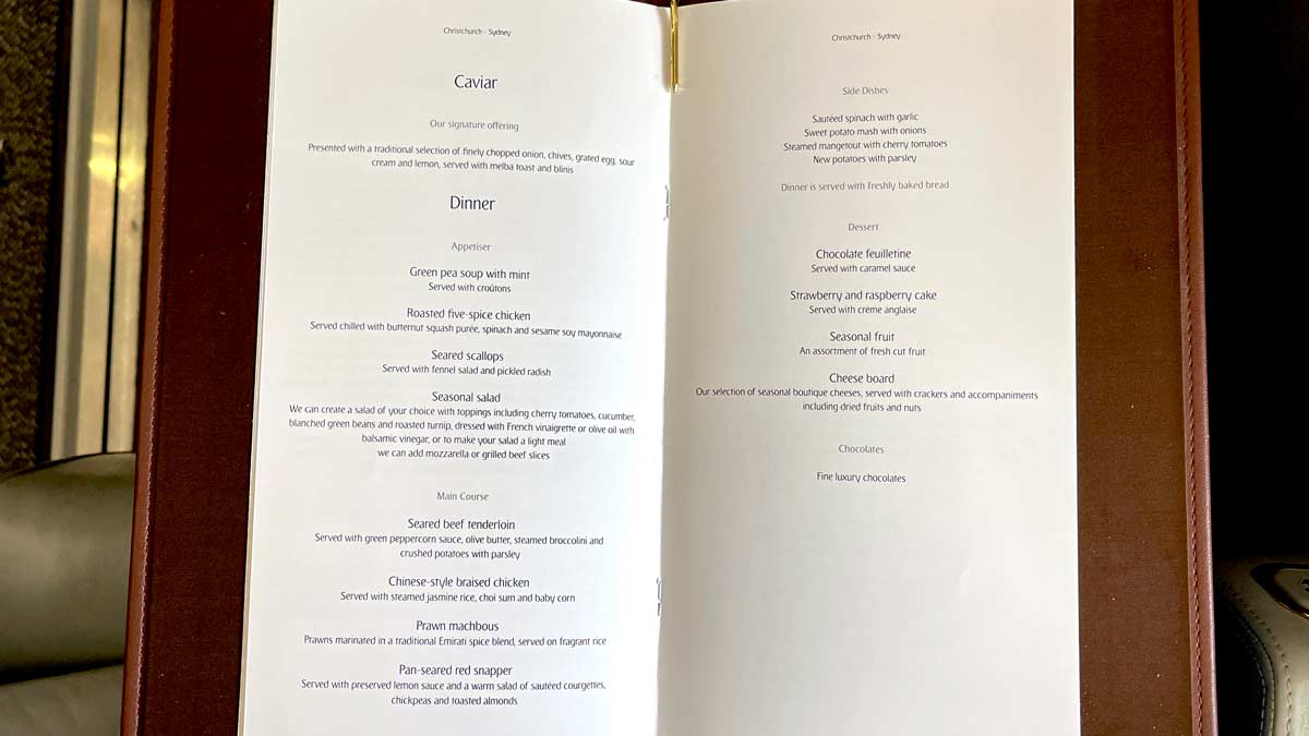 a menu open to the side