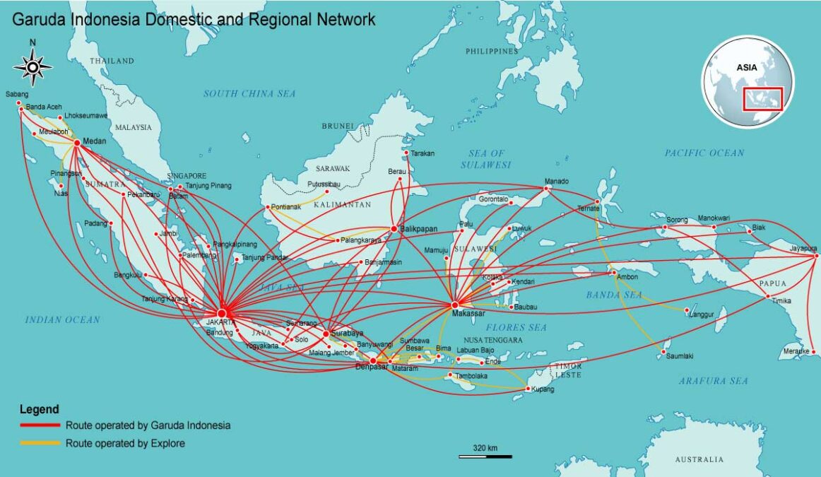 a map of the world with red lines