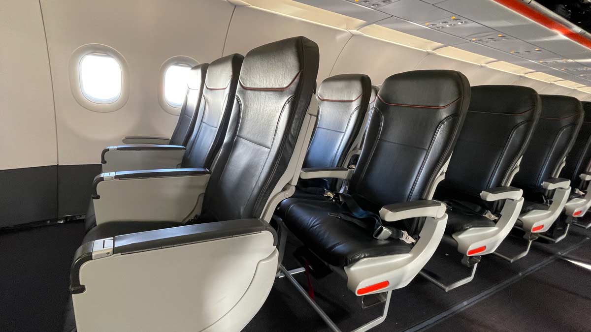 a row of seats in an airplane