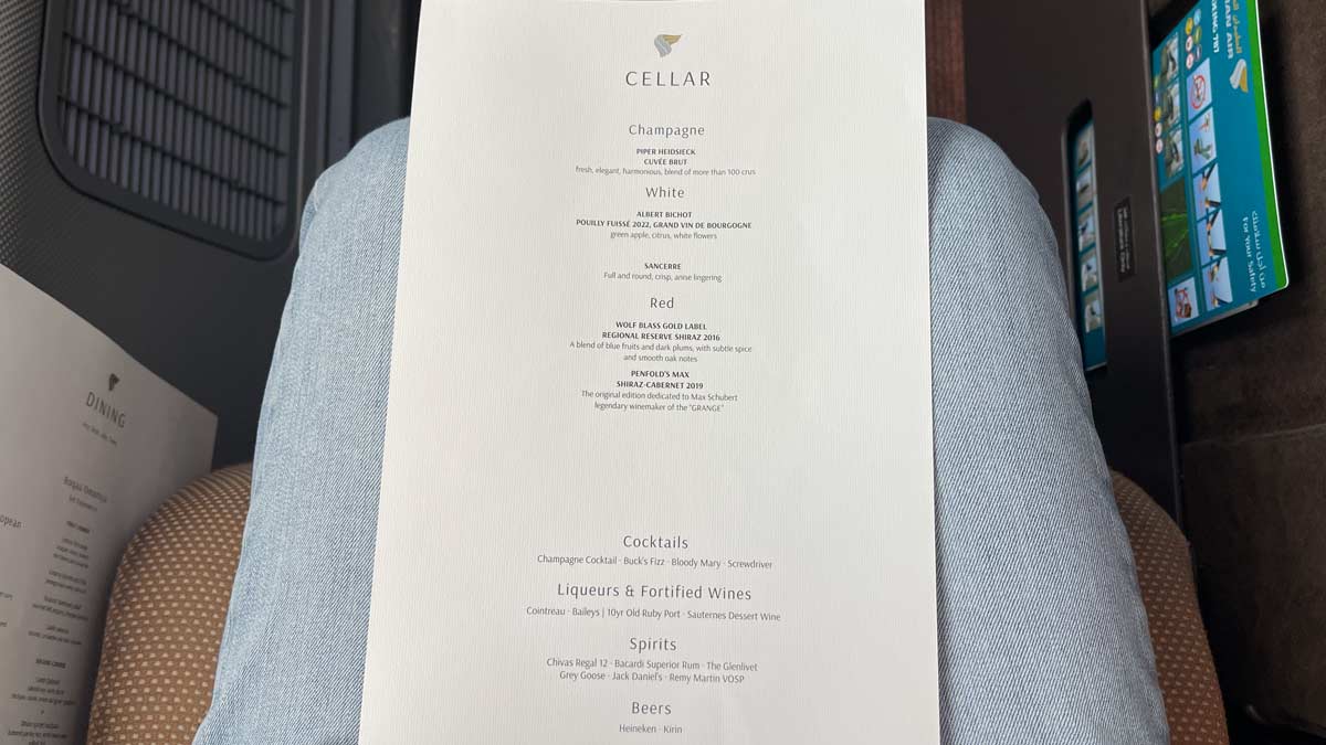 a menu on a person's leg