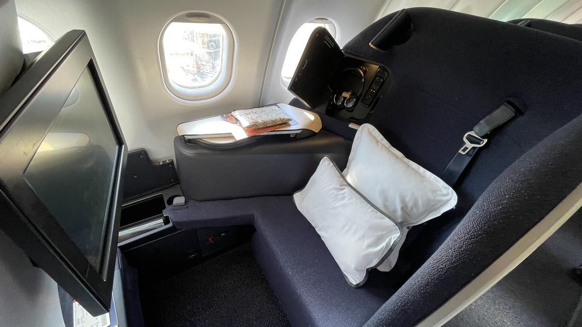 a seat in an airplane