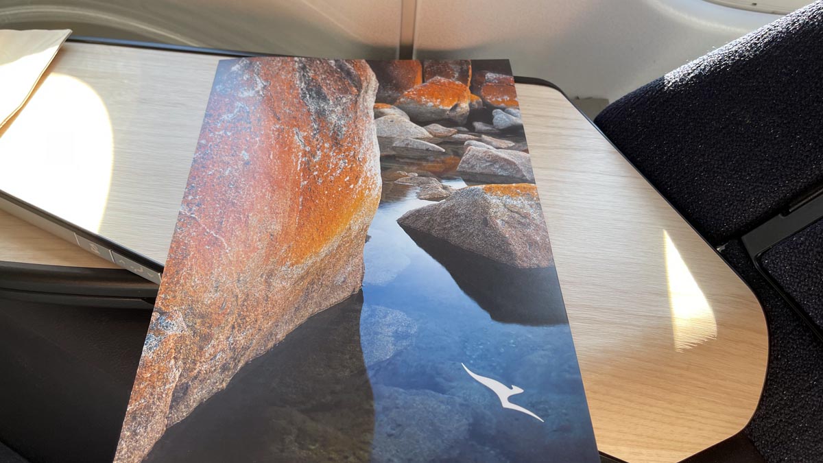 a picture of a river and rocks on a table
