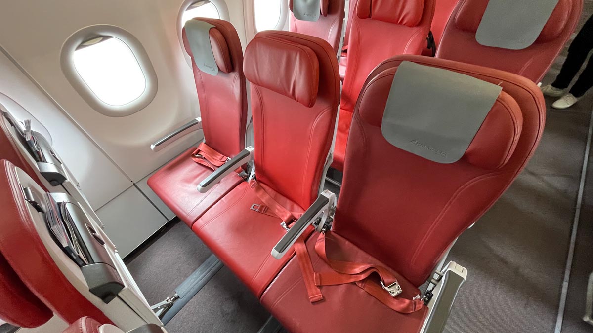 red seats in an airplane