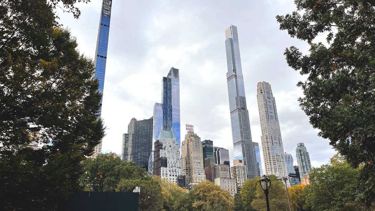 a group of tall buildings in a city