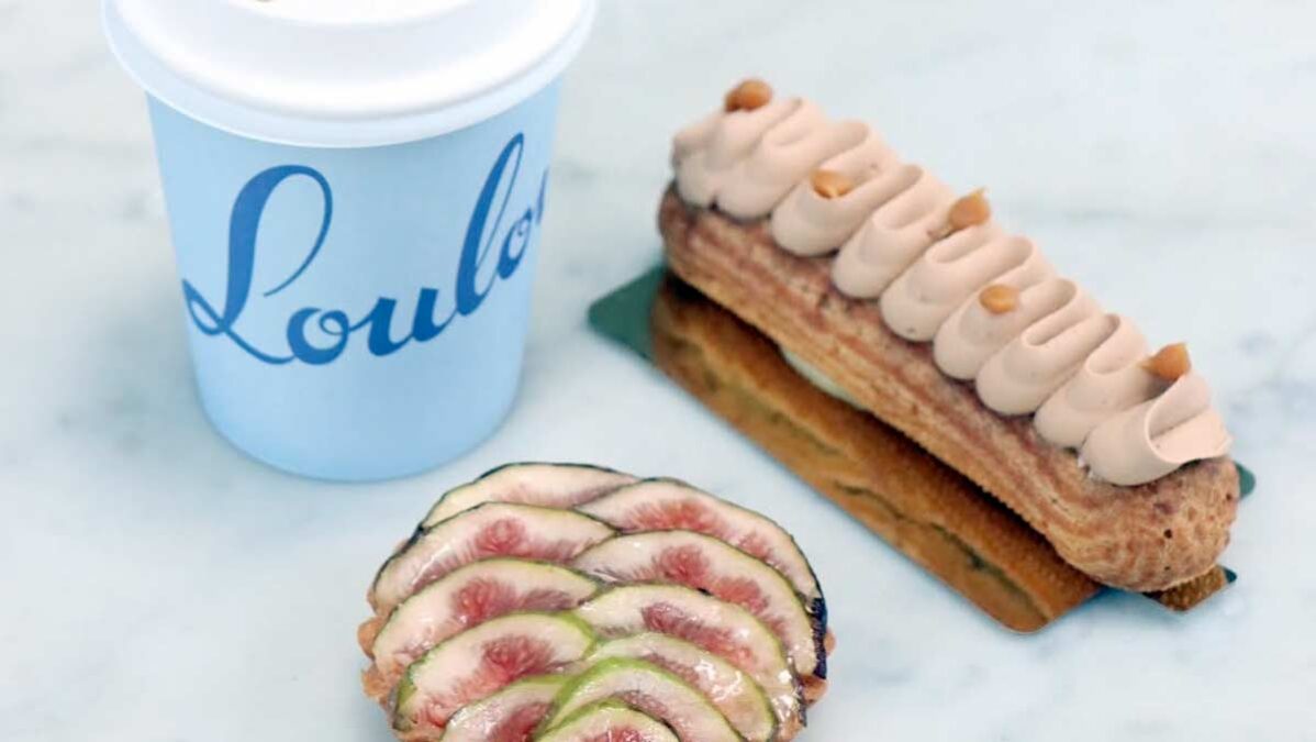 a dessert and a cup of coffee
