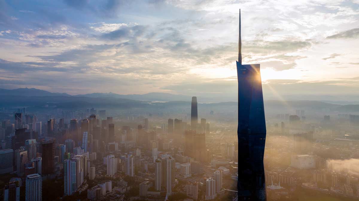 a tall building in a city