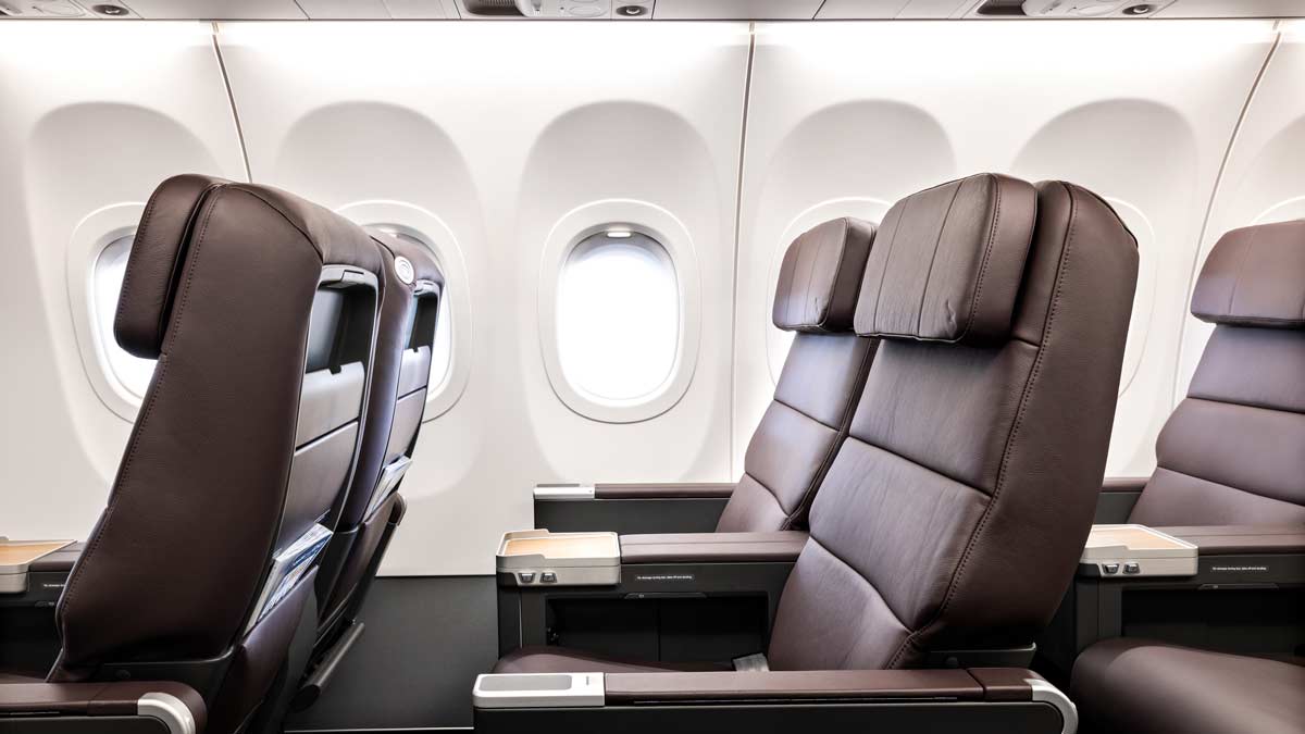 a row of seats in an airplane