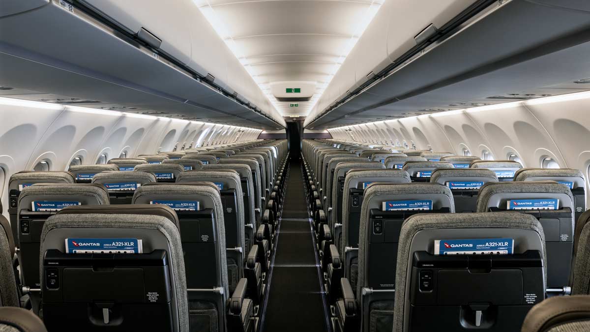 an airplane with rows of seats