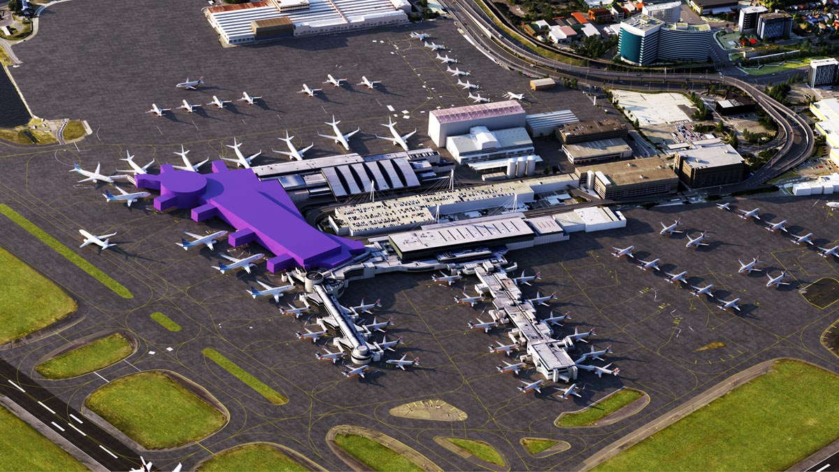 an aerial view of an airport