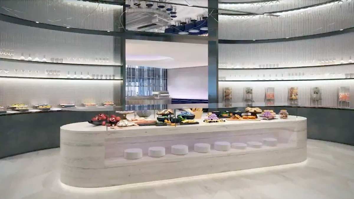 a counter with food on it