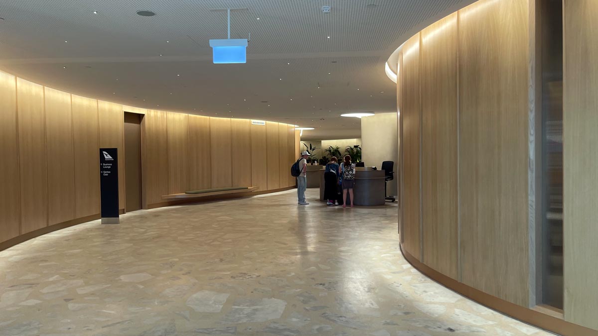 people standing in a lobby