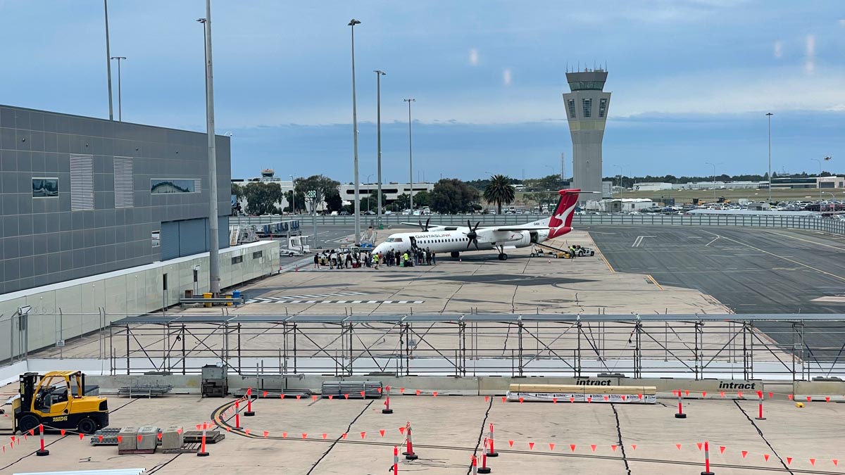 a plane on the runway