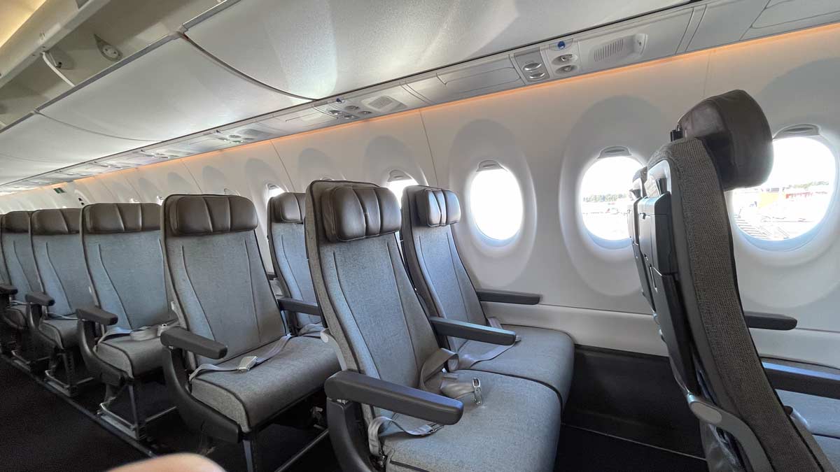 a row of seats in an airplane