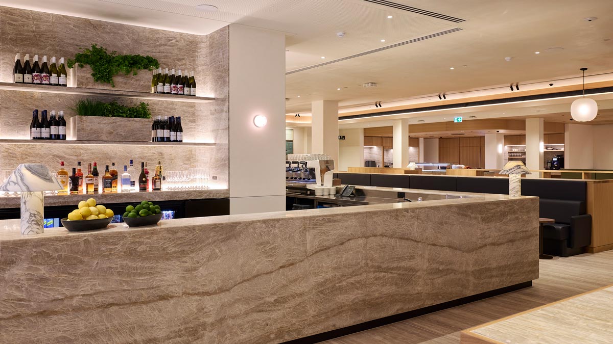 a counter in a restaurant